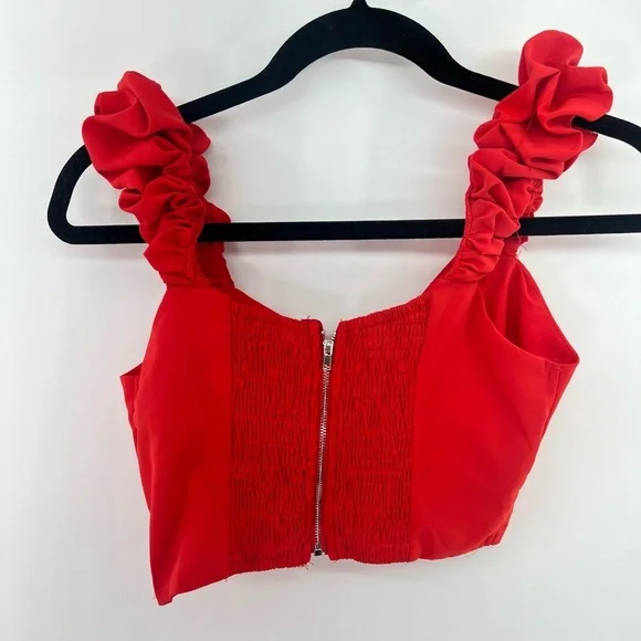 Chicways red matching pants set with crop top and wide leg trousers size s small - Picture 5 of 11